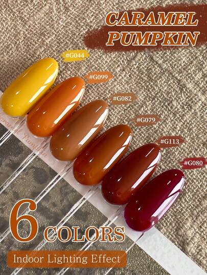 XEIJAYI 10ml 焦糖南瓜系列纯色指甲油套装，包含黄色、橙色和橘色，高饱和度，光泽度高，适合DIY美甲