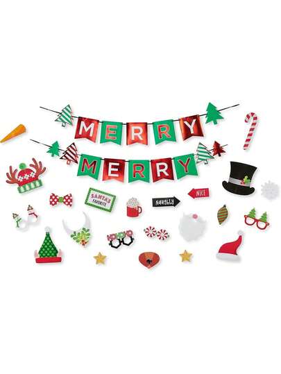 Christmas Partupplies, Photo Booth Props With Banners (22-Count),35488001