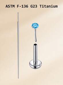 CIZME Piercing de lèvre en alliage de titane G23 sans filetage 20g, anneaux de lèvre avec pierre de CZ incrustée, convient pour le piercing des lèvres et du cartilage de l'oreille, disponible en rose et bleu CZ, unisexe - Argent - Voir 9