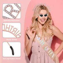 3pcs/Set Rose Gold Birthday Queen Sash Set - Includes Birthday Queen Sash, Birthday Crown And Birthday Glasses, Birthday Party Photo Props, Birthday Party Gift Set - Multicolor - View 6