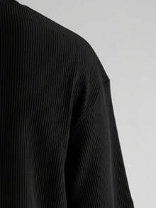 2025 Men's Casual Short Sleeve Knit T-Shirt, Summer - Black - View 4