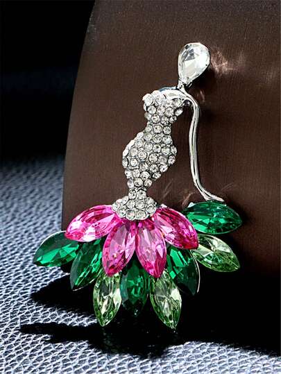 1pc Elegant Rhinestone Mermaid Brooch, Alloy Metal Fashion Lapel Pin Accessory For Women, Suitable For Weddings, Parties, Holidays, Gifts