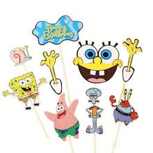 Spongebob Cake Topper, Patrick Star Cartoon Plush Doll, Cute Spongebob Birthday Party Cake Decorations
