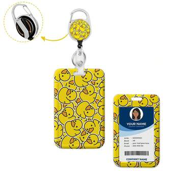 1pc (Card Holder + Badge Clip) Cute Little Yellow Duck ID Badge Reel, Versatile Teacher Name Badge Holder With Retractable Reel, Keychain Clip, Suitable For Childcare Workers, Medical Assistants, Nurses, Pediatricians, Office Supplies, Gift For Family, Colleagues, Friends