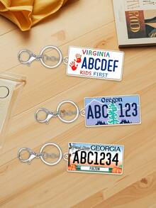Customized Personalized USA State License Plate Replica Keyring Keychain,Customize Text,72 Styles,Personalized Acrylic Keychain USA State License Plate Replica Keyring Custom Car Accessory 50 States - Multicolor - View 4