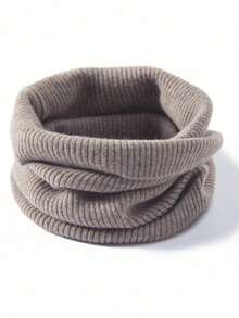 1 pezzo Scalda collo unisex in lana tinta unita, scaldacollo lavorato a maglia spesso e caldo, sciarpa da collo versatile per autunno/inverno - Multicolore - Visualizzare 5