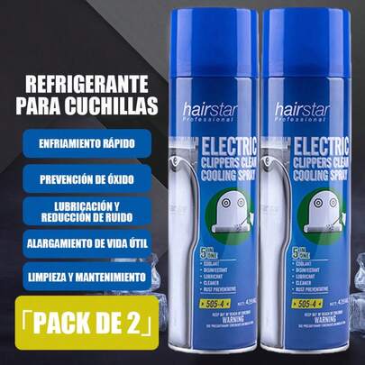 HAIR STAR PROFESSIONAL [2PCS]Hairstar Professional - Refrigerante 5 en 1 para Cuchillas de Cortapelo Eléctrico - Enfría, Lubrica, Limpia, Protege del Óxido y Reduce el Ruido - Pack de 2 Unidades de 439ml - Envío Local en México