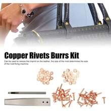 Kit de Rebabas de Remaches de Cobre, 40 Juegos de Remaches de Cobre, Tuercas, Remaches, Espaciadores, Remaches de Cuero, Tachuelas con Perforador, Herramienta Artesanal de Cuero (Estilo C) - Estilo C - Ver 12