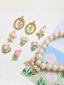 Fashionable, Cute, Charming & Elegant Tulip Flower Decor Pendant DIY Bracelet Necklace Earring Accessories, Bag Charm DIY Supplies - Multicolor - View 2