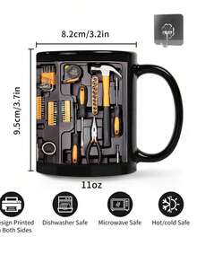 11oz Ceramic Mechanic Tool Box Mug, Funny Gift For Husband/Dad, Home/Office/Kitchen Coffee/Tea Cup