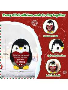 1. 圣诞周年纪念礼物（男女皆宜） - 正面企鹅钩针编织 - 生日袜填充礼物（情侣、男友、女友、丈夫、妻子） - 送给他/她一份可爱的礼物 - 彩色 - 查看 8