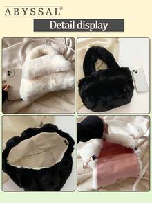 Y2K Retro Plush Faux Fur Shoulder Bag - Pink Leopard Print Fashion Statement Piece, Convertible Top Handle Crossbody Bag For Women,Y2K Aesthetic Fuzzy Leopard Handbag | Compact Spacious Underarm Shoulder Bag Taupe Brown - Everyday Essential ,New Arrival Hollow Out Totes Bags For Women Large Capacity Straw Woven Handbag Shoulder Bag Vintage Travel Beach Bag Shopping Pack Beach Bag School Bag, Back To School Backpack, Large Capacity, Laptop Compartment, Luggage Strap Design, Portable, Classic Suitable For Teen Girls Women Perfect For Back To School, First Day Of School, Middle School, High School, Outdoor The Christmas Season, Christmas Market Bag [US Local Warehouse] - Nhiều màu - Xem 4