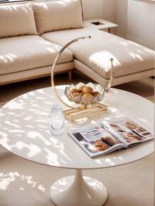 1pc Premium Metal & Glass Crescent Moon Shaped Candy/Fruit Bowl. Non-Slip And Scratch-Resistant Design, Suitable For Placing In The Living Room, Holiday Dining Table Or Restaurant Table. - Gold - View 5