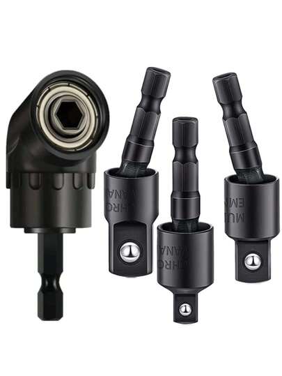 4 Pcs 360° Rotatable Hex Shank Impact Driver Socket Adapter, Hex Shank Impact Driver Socket Adapter 1/4 3/8 1/2