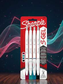 Sharpie S-Gel, punta mediana (0,7 mm), punta gruesa (0,7 mm), tinta clásica actualizada, a base de gel, cuerpo de plástico blanco, paquete de 4 - Multicolor - Ver 5