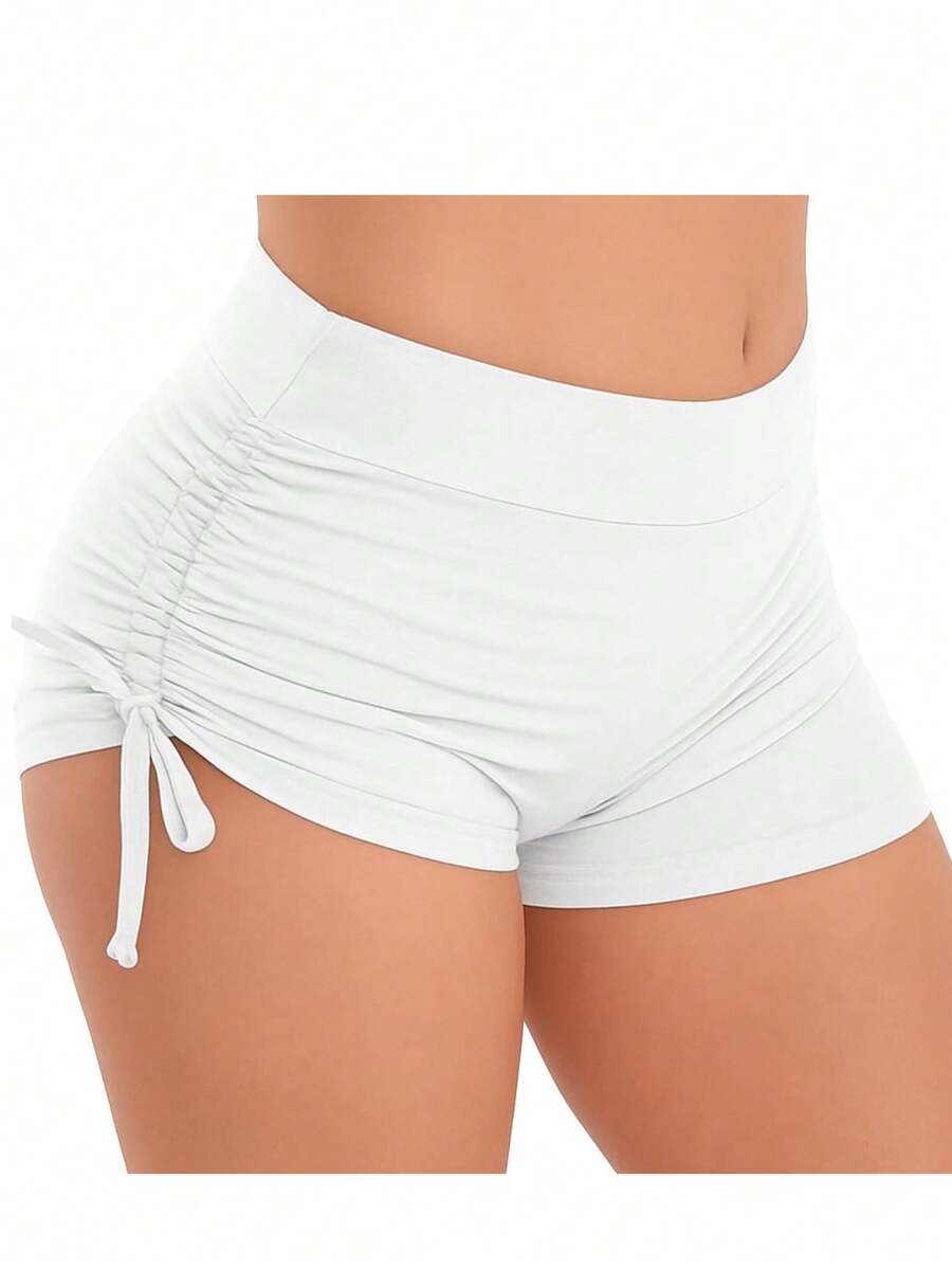 SW Shorts Beach Bikini Sunkini Shorts With Adjustable Side Ties For Swimming Pool, Women's Summer, Knot, Beach - 白色 - 查看 1