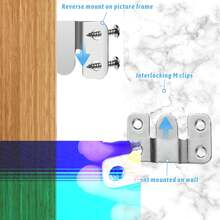 嵌入式支架挂钩，互锁式家具连接器，重型不锈钢相框挂钩，适用于婚礼照片、图片、相框吊坠，是大型图像展示艺术画廊墙面安装五金件的理想选择，采用 Z 形互锁设计，最大限度地确保安全，防止悬挂物品掉落。