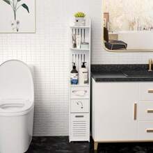 Garage Integrated Storage RacksOrganizador de Baño Delgado BlancoMueble para Baño Organizador Armario esquinero de baño Estante de Almacenamiento Estrecho Delgado y Estrecho de Papel Higiénico - blanco - Ver 6