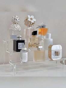 1 pièce Présentoir en acrylique à étages, Présentoir trapézoïdal à 3 niveaux, Étagère de rangement et d'exposition pour la maison pour les bijoux, les cosmétiques, Présentoir de stockage multicouche transparent, Présentoir à gâteau, Présentoir à parfum - Multicolore - Voir 2