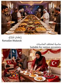 12/24/48 Piece Set, Disposable Tableware, Disposable Paper Tray With Lighting Pattern And Eid Al Fitr Theme, 7-Inch Paper Tray, 9-Inch Paper Tray, Food Tray, Party Tray, Material, , Suitable For Festivals, Dinners, Bathing, Worship, Reception, Gatherings, - Multicolor - View 5