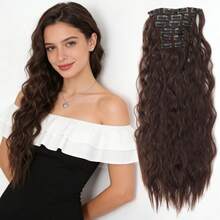 6 piezas de extensiones de cabello sintético rizado y largo, estilo clip-in, material de fibra resistente a altas temperaturas, para mujeres - Multicolor - Ver 14
