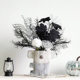 1 set/5 st exklusiva konstgjorda rosbuketter i siden, svarta/silver/guld, eviga blommor | Elegant bröllopsblomsterdekoration | Ingen vattning krävs, långvarig