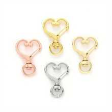 40pcs Heart-Shaped Keychains Made Of Zinc Alloy With A Golden Finish, Heart-Shaped Pendant DIY Keychain Making Accessories