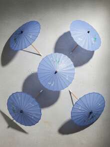 Paquete de 5 sombrillas de bambú para decoración de bodas, ideales para decoraciones y accesorios de festivales y bodas. Sombrillas de novia tradicionales hechas a mano, elegantes accesorios para fotos y fiestas. - Púrpura malva - Ver 12