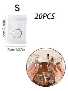 20个珠宝收纳袋，加厚PVC透明珠宝密封袋，防氧化便携包装袋，用于金银首饰分离，返校