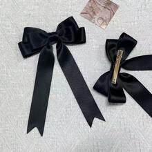 1 buc. Clamă de păr elegantă cu fundă din poliester, primăvară/vară, cleme cu gheare, agrafă de păr, agrafe de păr, accesorii pentru cap, accesorii de păr pentru femei - Negru - Vizualizare 1