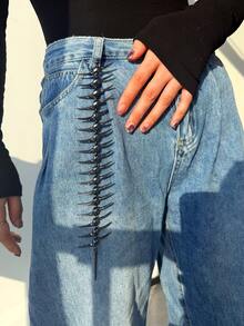 1件朋克时尚独特小众嘻哈黑刺骷髅项链，适合节日派对、日常佩戴、街头时尚 - 彩色 - 查看 5