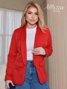 Max Blazer Tailored Luxury Casual Basic Social Sport Elegant Slim Fit Fitted New Release Simple Fabric Faux Pockets Blazer Evening Holiday Wedding Office Daily Birthday Party Formal And Evening Travel Stage And Concert Airport Wear All - 紅色 - 查看 2