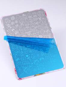 可爱卡通动物美甲印花板，丝带蝴蝶结兔子熊爱心大号美甲模板，打造可爱美甲设计，DIY日式美甲工具，沙龙级不锈钢美甲用品 - 銀色 - 查看 8