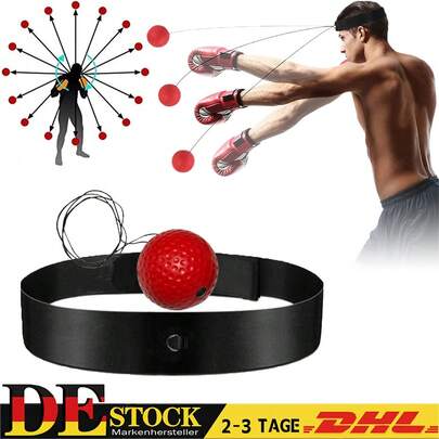 Box-Reaktionskugel mit Kopfhalter, weicher Kopfband für Hautfreundlichkeit, widerstandsfähige Kugel aus hochwertigem Material (nicht leicht zerbrechlich), hilft bei der Verbesserung von Reflexen, Hand-Augen-Koordination & Schnelligkeit, einfach zu montieren, passend für tägliche Trainingssessions, beliebtes Gerät für Box-Enthusiasten