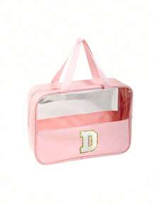 Túi đựng đồ vệ sinh cá nhân bằng PVC trong suốt, Túi đựng đồ trang điểm có chữ cái, Túi đựng đồ vệ sinh cá nhân du lịch chống thấm nước, Túi đựng đồ trang điểm có khóa kéo có chữ cái chống nước, Túi đựng mỹ phẩm, Túi đựng mỹ phẩm du lịch di động, Có quai xách tiện dụng, Đựng phụ kiện đồ vệ sinh cá nhân du lịch, Đồ dùng thiết yếu khi đi du thuyền, Phụ kiện du lịch, Đồ đựng đồ phòng tắm, Đồ đựng trang sức, Đồ đựng son môi, Đồ đựng sơn móng tay, Quà tặng Phục sinh, Quà tặng phù dâu, Quà tặng Ngày của Mẹ, Quà tặng cho phụ nữ - Nhiều màu - Xem 54