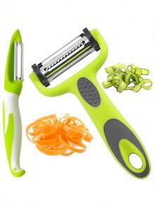 Pelador rotativo 3 en 1 con cuchillas de acero inoxidable, apto para patatas, manzanas, verduras - Incluye peladores en forma de I y Y, con función de corte en juliana - Multicolor - Ver 12