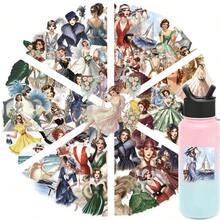 50 piezas Pegatinas de señora retro de materiales de PET transparente para fundas de teléfono, portátiles, maletas, tazas de agua, pegatinas impermeables, suministros de scrapbooking, pegatinas divertidas, suministros de scrapbooking para Kindle - Verde - Ver 11