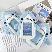Cute Shark Furry Card Holder Star Chasing Small Card Storage Bag Photo Protective Cover Shark Doll Pendant Doll Card Holder - 鯊魚卡套-1pcs - 查看 4