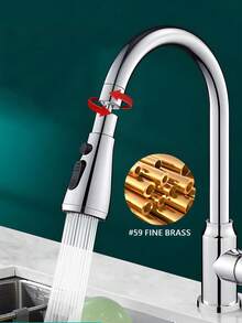 Modern Kitchen Faucet Extender With 3 Spray Modes, 360° Swivel Spout, Handheld Sprayer, Polished ABS Material, Water Diverter Control, Full Body Spray, And Embedded Installation Design. Includes Sink Faucet Extender And Kitchen Faucet Sprayer Replacement. - Multicolor - View 2