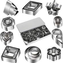 30pcs Stainless Steel Mini Cookie Cutter Set - Stainless Steel Metal Stamps In Star, Flower, Round, Heart, Square, Triangle, Oval, Teardrop Geometric Shapes, Mini Mousse Rings For Cookies And Pastries, Valentine's Day, Birthday Cake DIY Baking Tools, With Iron Box Storage - Silver - View 11