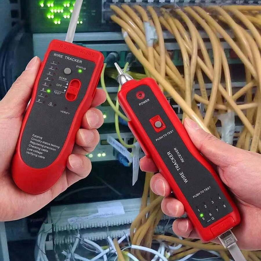 Rastreador de cables RJ11 RJ45 Buscador Ethernet LAN Toner multifunción Rastreador de cables de red Comprobador de línea telefónica Comprobación de continuidad - Rojo - Ver 1