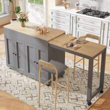 Moderner ausziehbarer Bartisch(118-180*50*94cm) ,Ausziehbarer Esstisch mit Stauraum , mit sechs AblageflächenStehtisch Bistrotisch, für Esszimmer,Verwendung als Wohnzimmertrennwand, Grau - Gris - Voir 3