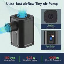 RAF 便携式真空泵，适用于衣物、床垫等，迷你电动气泵，无线气泵，露营必备，便携式无线空气压缩机，充气/放气泵，适用于充气垫、气垫床、充气船、游泳圈等。 - 黑色 - 查看 3