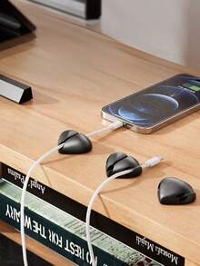 Heart-Shaped Three-Hole Mini Cable Winder/Organizer With USB Charging Cable Clip, Desktop Organizer, And Protective Cover, Suitable For Home, Office, And Car Use. - Multicolor - View 8