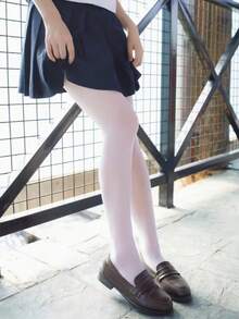 1pc Elegant Opaque High Waist Elastic Tights For Women - Solid Black/White, Comfortable High Waist Leggings, Suitable For Dates, Office And Casual Wear, Wrinkle-Resistant, Versatile, Can Be Paired With Jeans And Skirts. - White - View 3