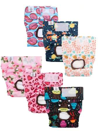 CuteBone Pañales de perro lavables (1/3 paquete), pañales duraderos para perras, pañales de perro de alta calidad (talla mediana)