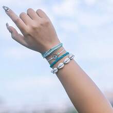 FANCY SHINY Wave String Bracelets Braid Puka Shell Bead Bracelets Handmade Cute  Boho Easter Jewelry Gifts For Women - Danau Biru - View 4