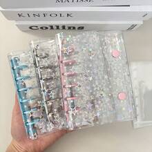 A7 Kpop Collect Book, Laser Star 6 Holes Cover, DIY 10pcs Sleeves, Binder Photo Album Organizer, Home Supplies - Multicolor - View 5