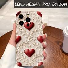 1PC Phone Case,  Heart Leaves Pattern Design Case , Stylish Phone Case, Phone Decoration, All-around Lens Protection, Creative Small Gift, Funny Gift for Boys and Girls - Schwarz - Übersicht 3