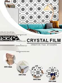 Set de 10 piese de mozaic din PVC cu gradient de tonuri calde pentru decorul casei, decorațiuni de perete suspendate, autocolante pentru podea cu imitație de gresie, autocolante pentru gresie rezistente la apă și umiditate, ușor de curățat, potrivite pentru pereți de fundal TV în sufragerie, bucătării, băi, toalete, balcoane și zone de intrare.